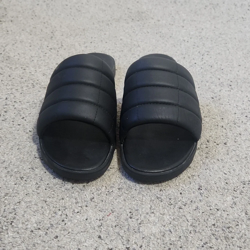 Sorel Ella III Slide Sandals Quilted Leather Slip On Flats Black Size 10.5 - Picture 7 of 14